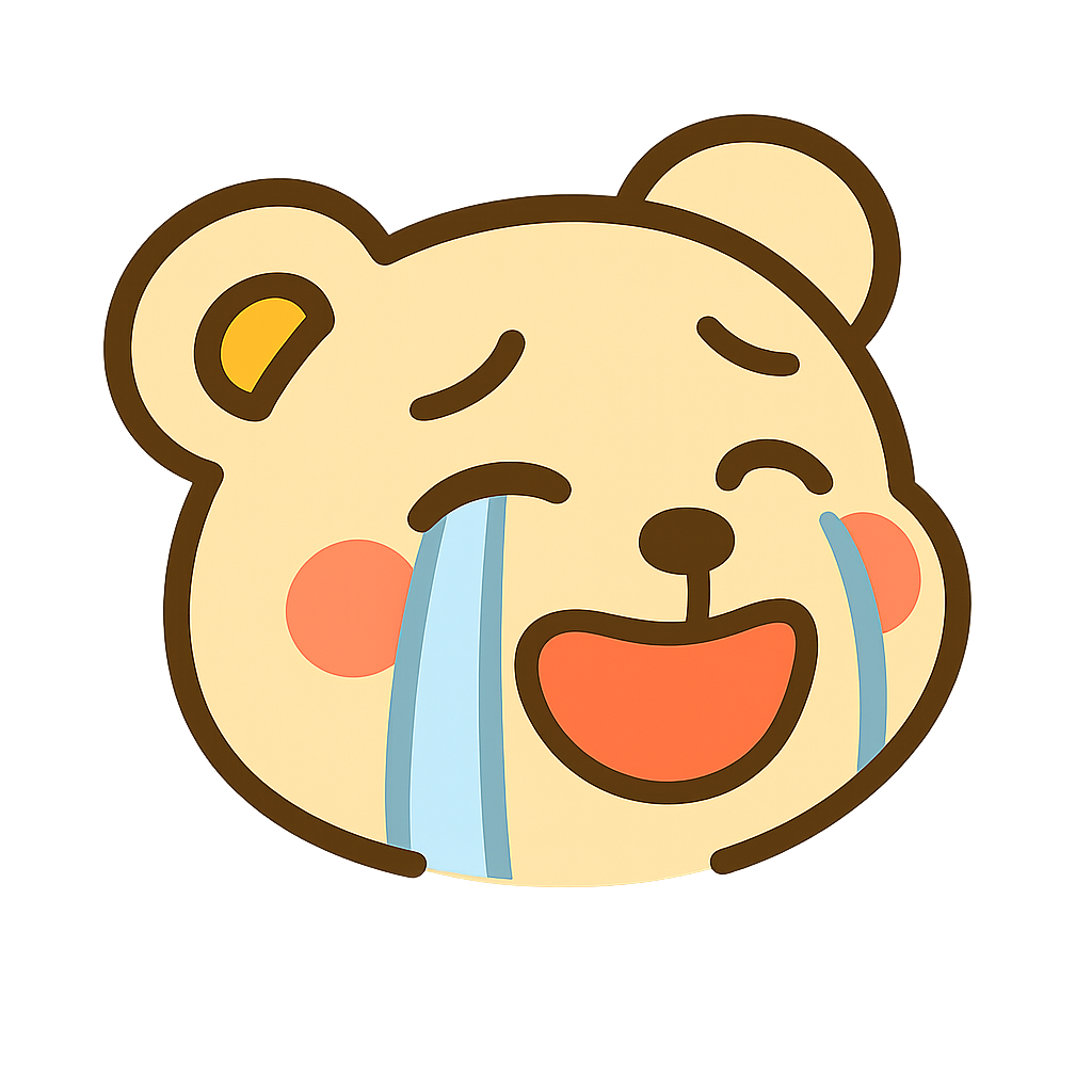 どりの笑い泣きの表情(右向き)